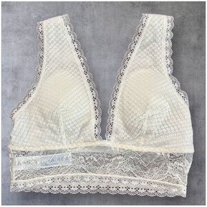 NEW Ivory Cream lace bra bralette Sz S